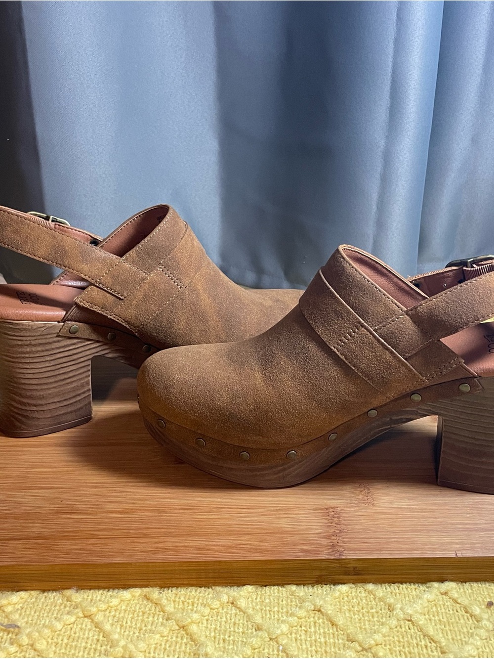 FRYE AND CO. Iselle Brown Suede Studded Clog Heels with Slingback